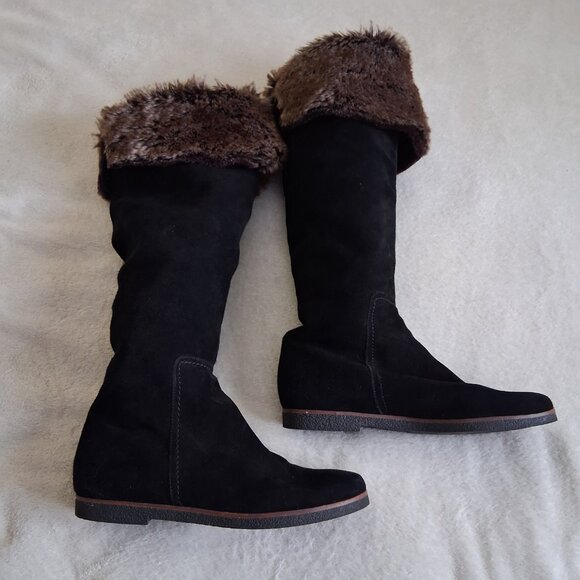 Sam Edelman Women's Size 7.5 Black Suede Orlando Faux Fur Knee High Boots - Picture 2 of 14